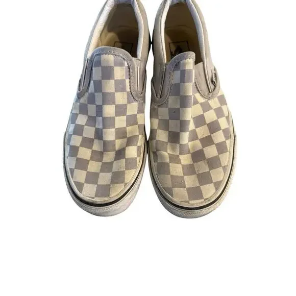 Vans Classic Slip-On Checkerboard Gray & White Shoes Unisex Size Women 7.5 - Picture 3 of 9